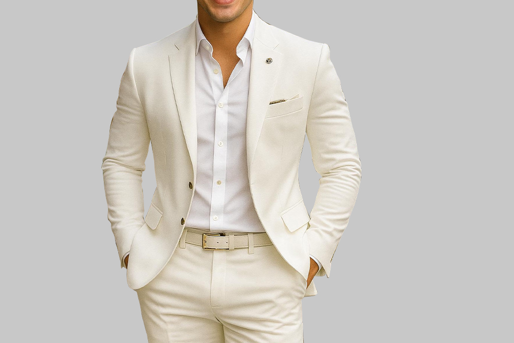 Ivory Linen Formal Blazer Set